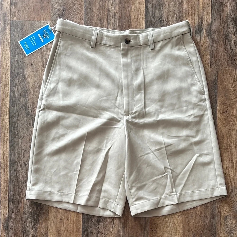 Haggar Plain Front Performance Cool 18 Khaki Tan Shorts New With Tags 32
